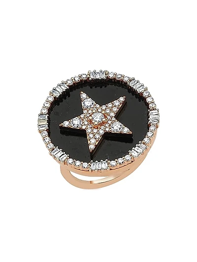 Star Light Sirius 14K Rose Gold, 1.43 TCW Diamond, & Enamel Ring
