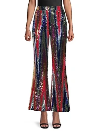 Kelly Sequin High-Waist Flared Trousers