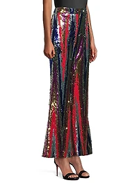 Kelly Sequin High-Waist Flared Trousers
