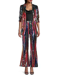 Kelly Sequin High-Waist Flared Trousers