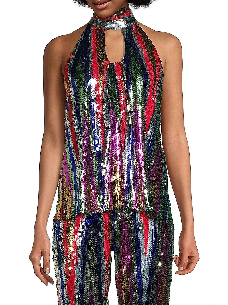 Louise Sequin High-Neck Top