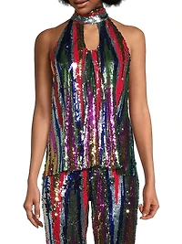 Louise Sequin High-Neck Top