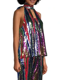 Louise Sequin High-Neck Top