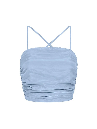 Rose Cotton & Silk Ruched Crop Top