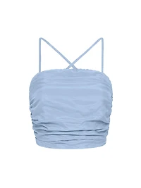 Rose Cotton & Silk Ruched Crop Top