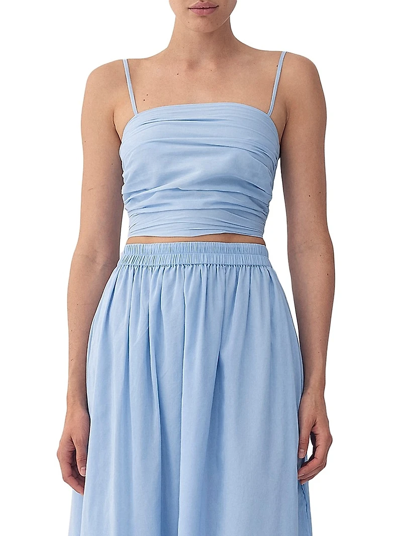 Rose Cotton & Silk Ruched Crop Top