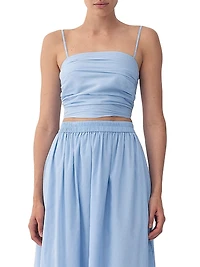 Rose Cotton & Silk Ruched Crop Top