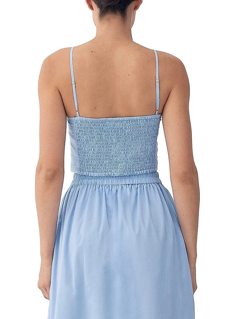 Rose Cotton & Silk Ruched Crop Top