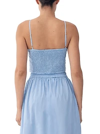 Rose Cotton & Silk Ruched Crop Top