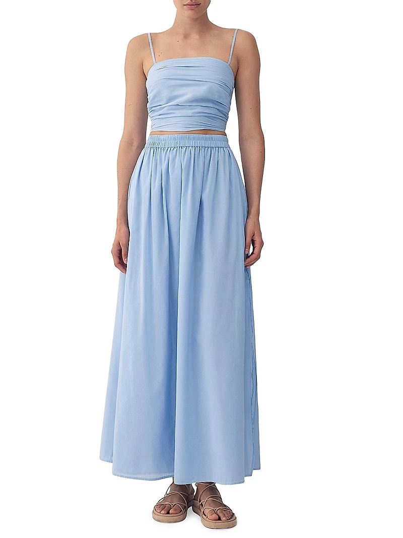 Rose Cotton & Silk Ruched Crop Top