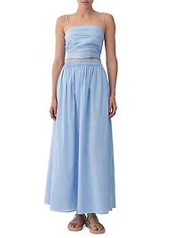 Rose Cotton & Silk Ruched Crop Top