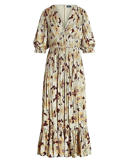 Floral Plissé Maxi Dress
