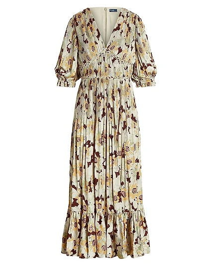 Floral Plissé Maxi Dress
