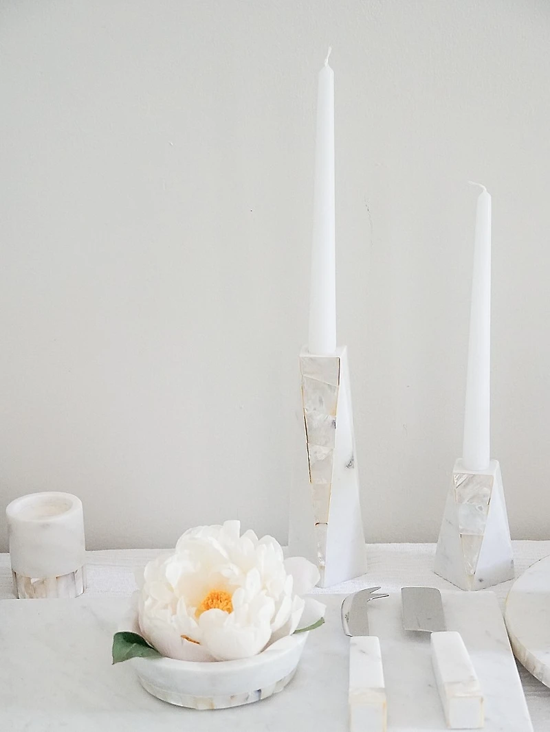 Mother-Of-Pearl Marble Candle Holder
