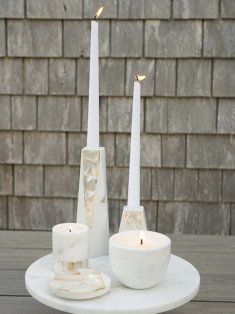Mother-Of-Pearl Marble Candle Holder