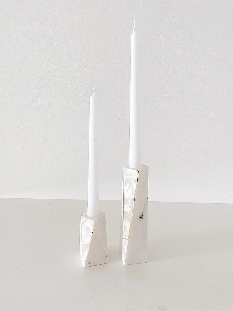 Mother-Of-Pearl Marble Candle Holder
