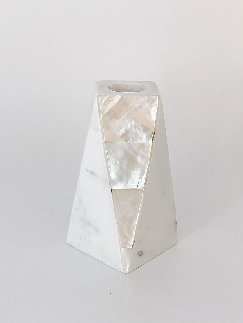 Mother-Of-Pearl Marble Candle Holder