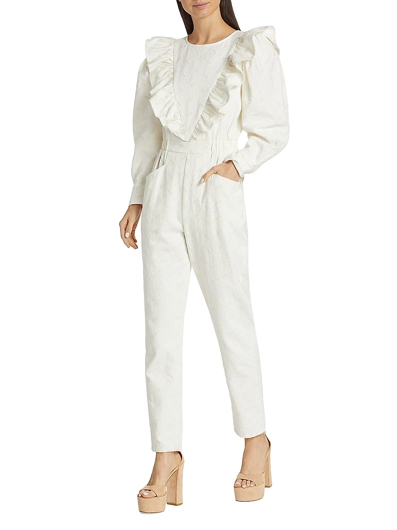 Emmie Embroidered Ruffle Romper