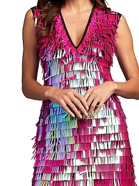 Sequin Fringe V-Neck Minidress