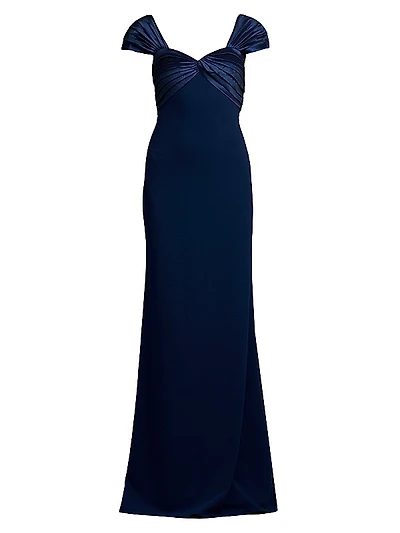 Short-Sleeve Crepe Gown