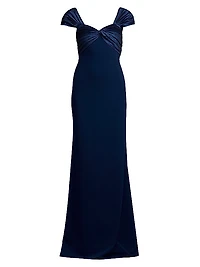 Short-Sleeve Crepe Gown