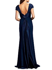 Short-Sleeve Crepe Gown
