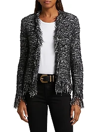 Knit Fringe-Trim Cardigan