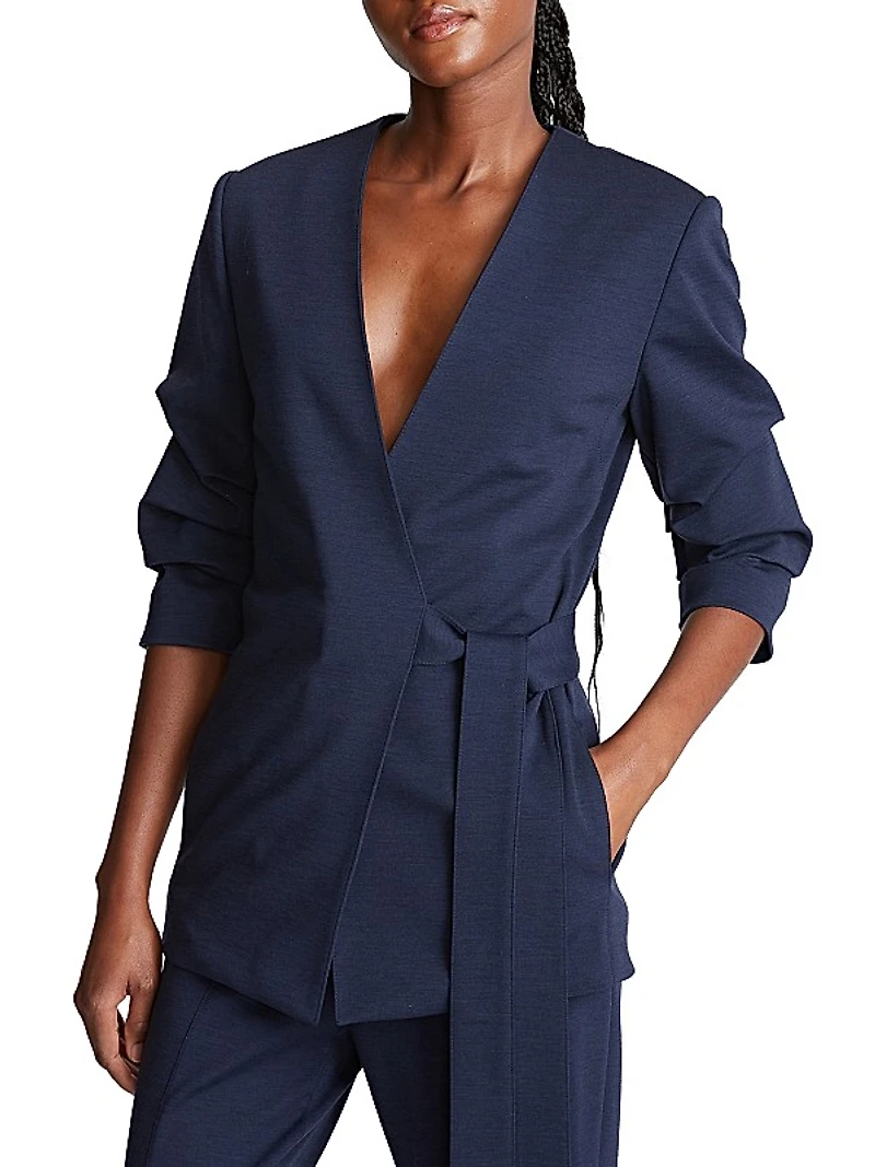 Bexley Wool-Blend Self-Tie Wrap Jacket