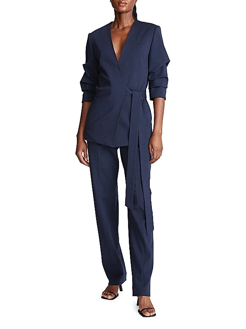 Bexley Wool-Blend Self-Tie Wrap Jacket