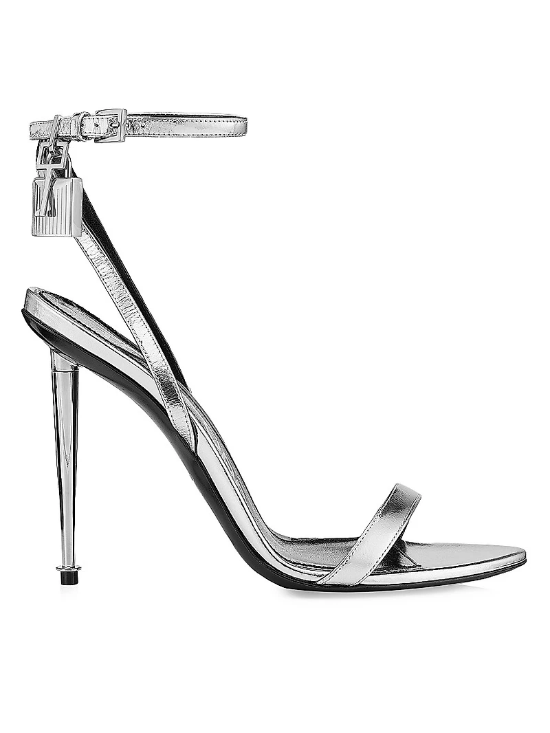 Padlock 105 Metallic Leather Point-Toe Ankle-Strap Sandals