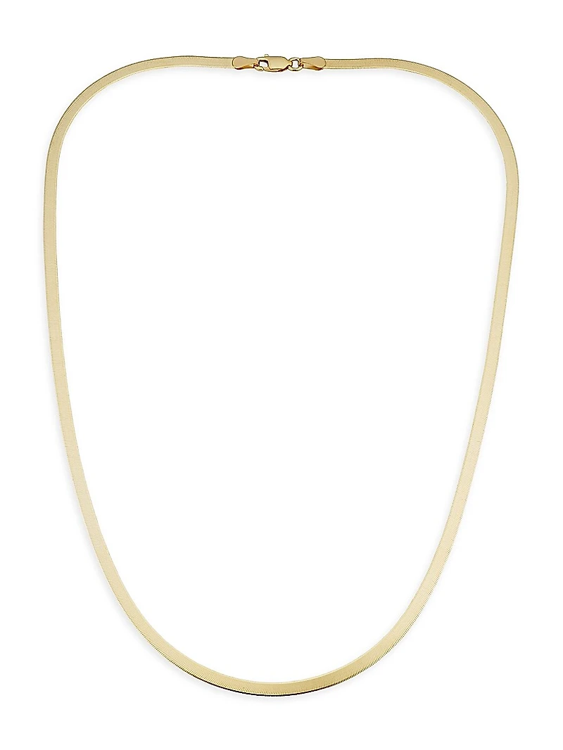14K Yellow Solid Gold Park Avenue Bold Herringbone Necklace