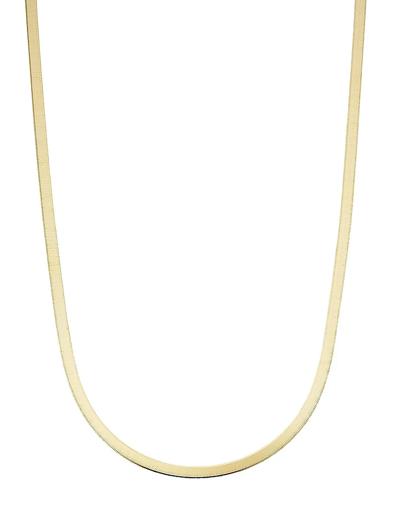 14K Yellow Solid Gold Park Avenue Bold Herringbone Necklace