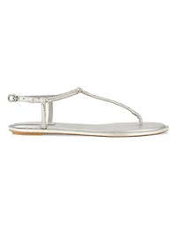 Crystal-Embellished T-Strap Sandals