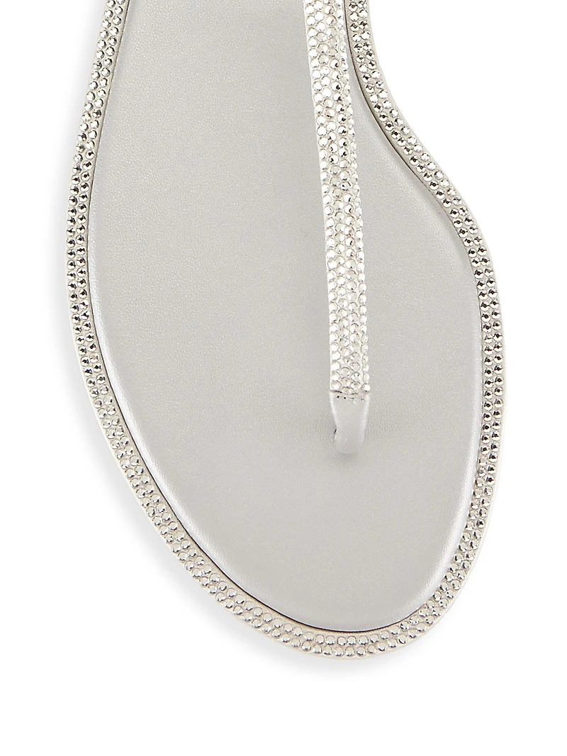 Crystal-Embellished T-Strap Sandals