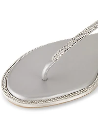 Crystal-Embellished T-Strap Sandals