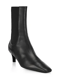 50MM Leather Kitten-Heel Ankle Boots