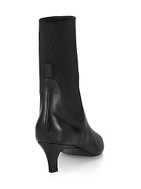 50MM Leather Kitten-Heel Ankle Boots