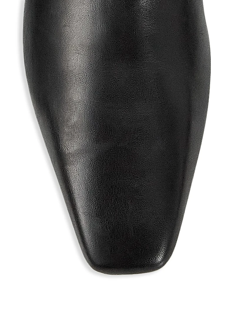 50MM Leather Kitten-Heel Ankle Boots