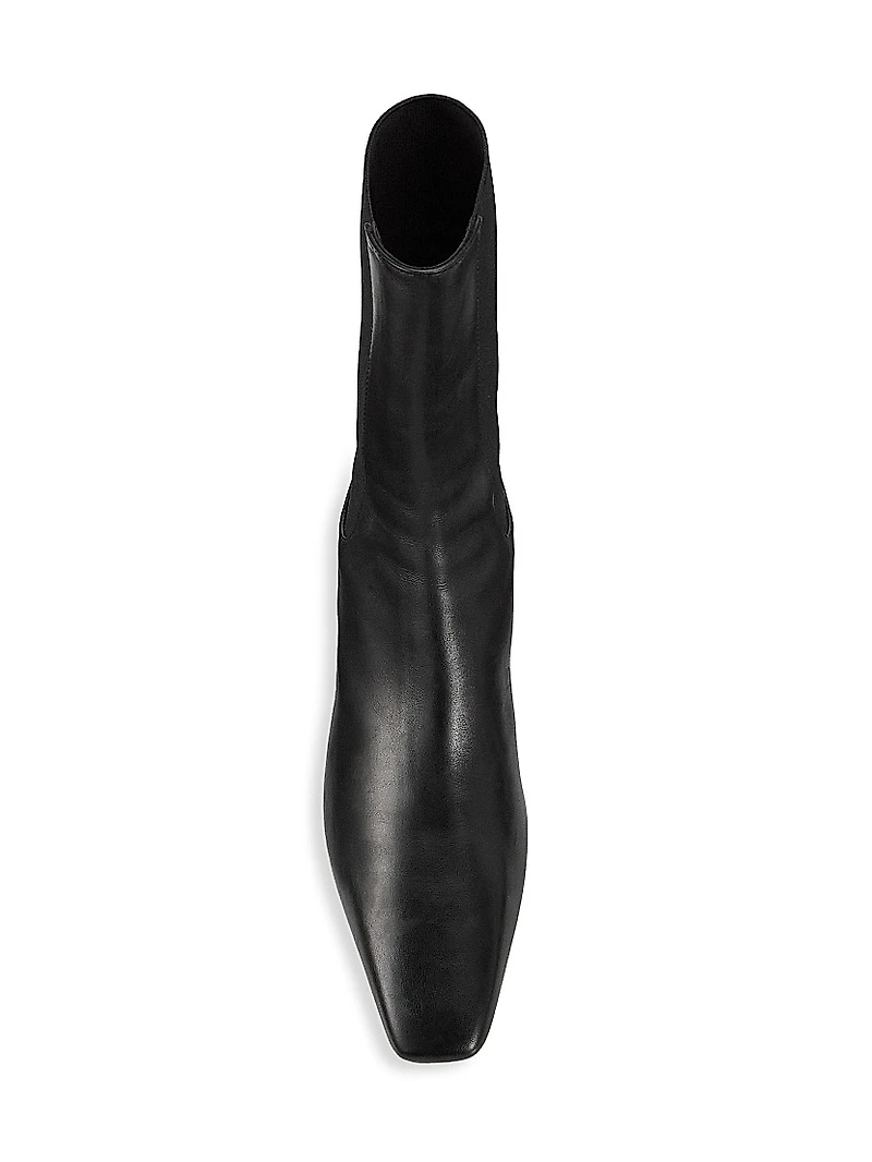 50MM Leather Kitten-Heel Ankle Boots