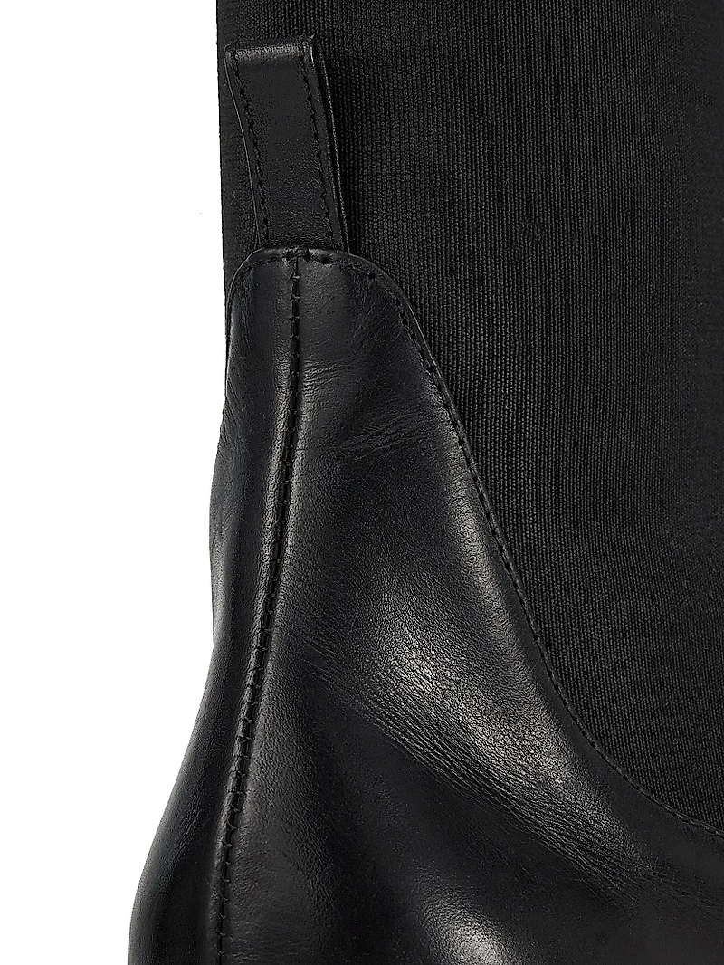 50MM Leather Kitten-Heel Ankle Boots