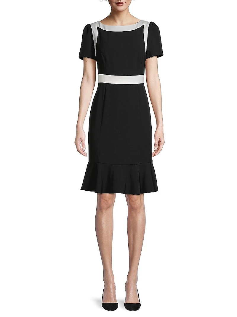 Colorblocked Satin Dress