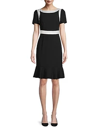 Colorblocked Satin Dress