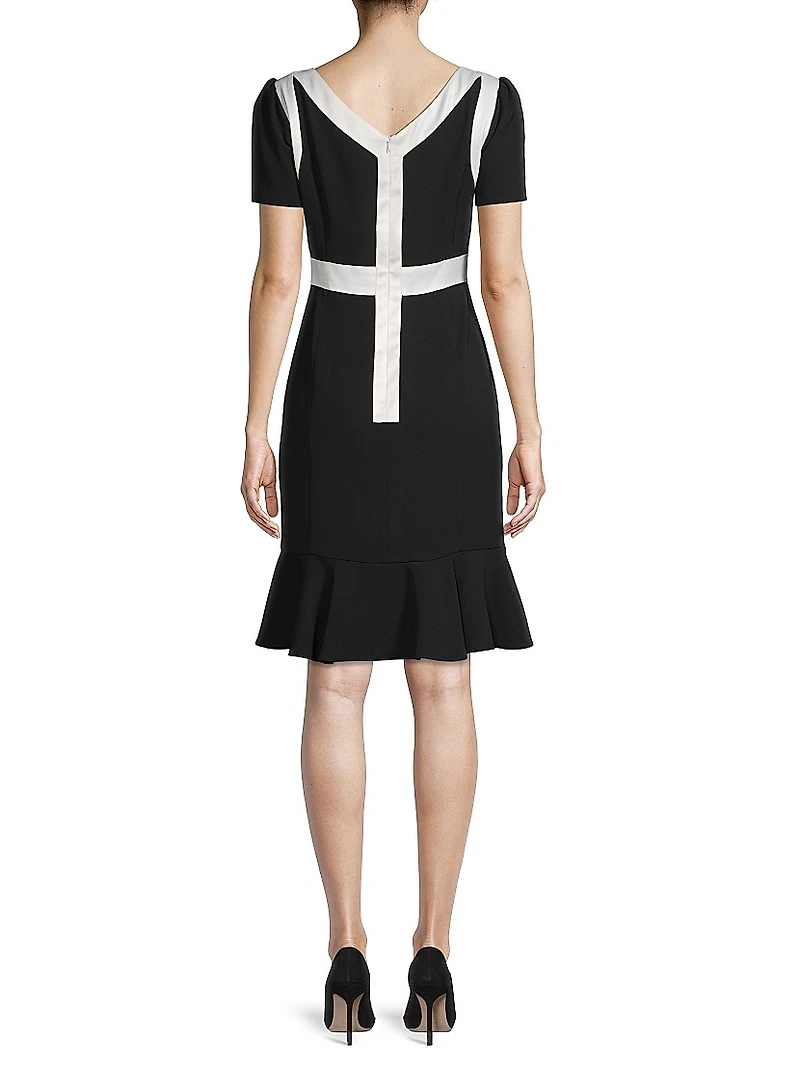 Colorblocked Satin Dress