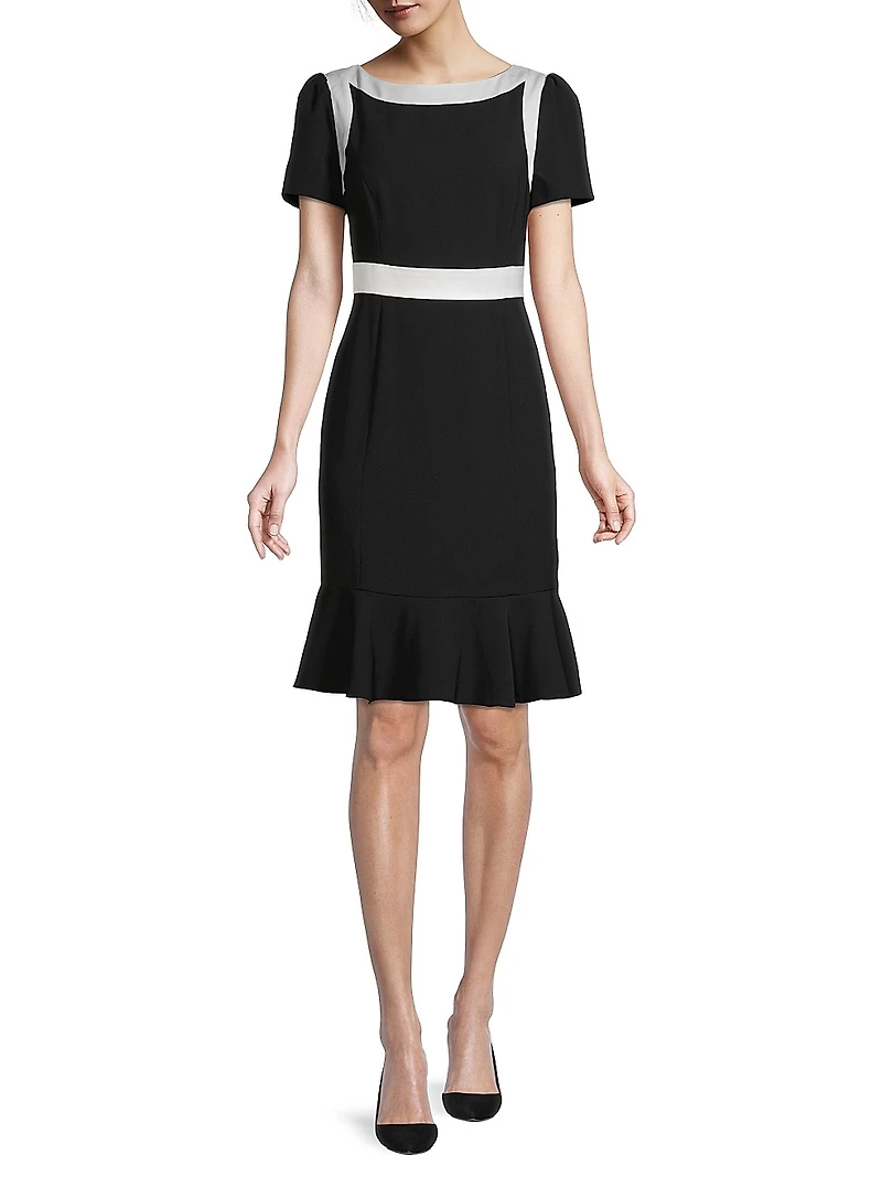 Colorblocked Satin Dress