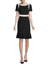 Colorblocked Satin Dress