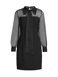 Silk Organza Mixed Media Collared Minidress