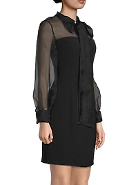 Silk Organza Mixed Media Collared Minidress