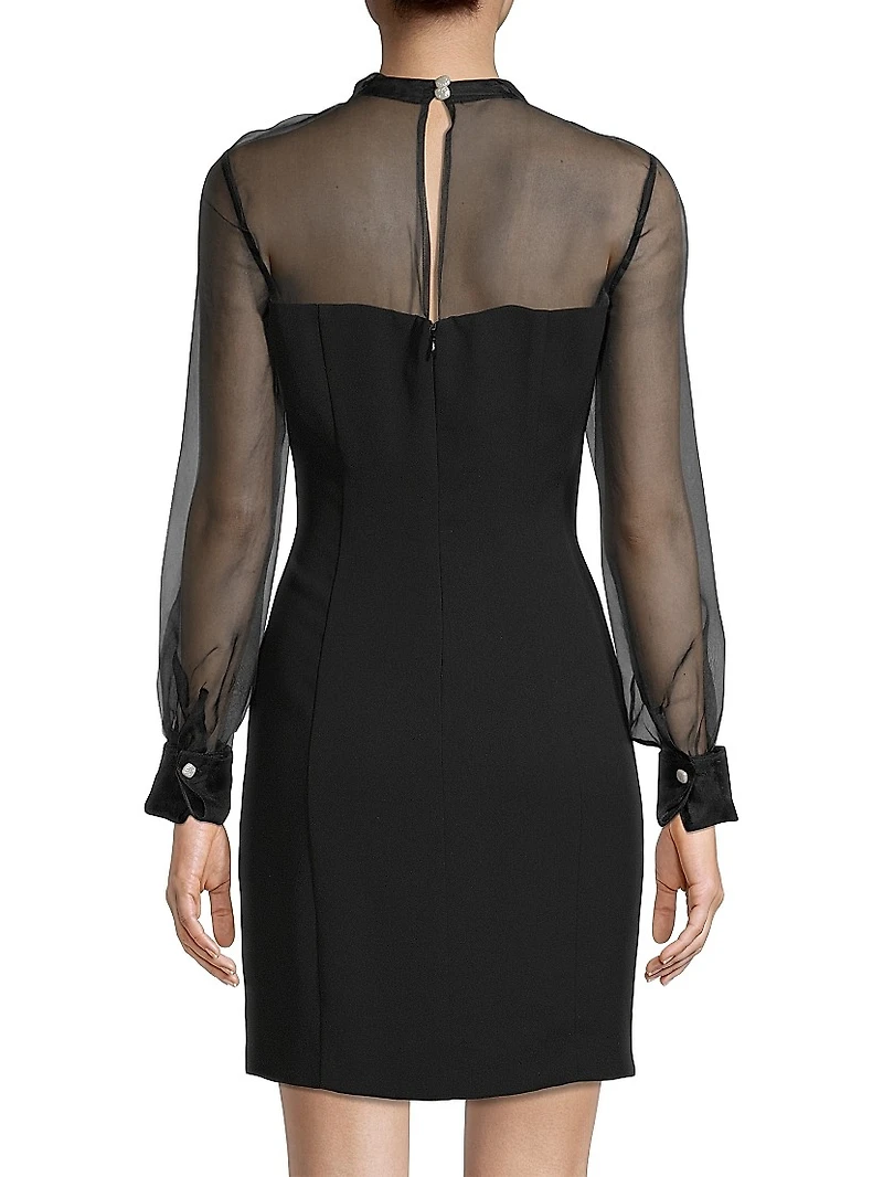 Silk Organza Mixed Media Collared Minidress