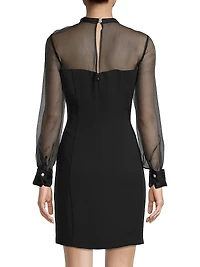 Silk Organza Mixed Media Collared Minidress