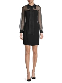 Silk Organza Mixed Media Collared Minidress